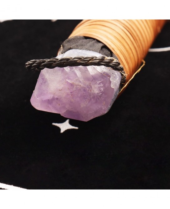 Witchcraft Supplies Set with Amethyst Crystal Magic Wand Amethyst Witch Broom Hanging Witch Altar Broom and Tarot Card Cloth ...