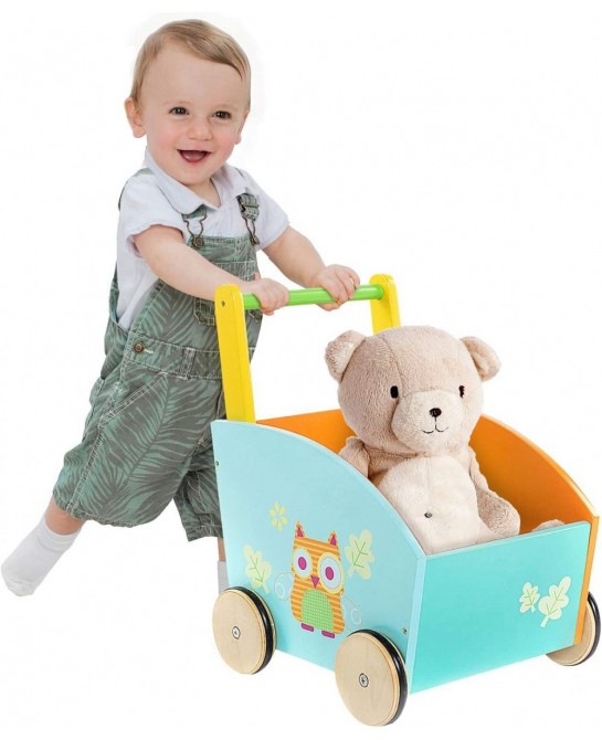 Baby Walker Kid Shopping Cart Walker Push Toy for 1-3 Years Old Infant Wooden Walker Sit to Stand Learning Walker Toddler Out...
