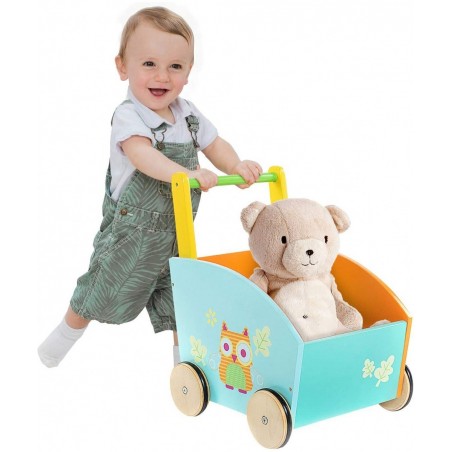 Baby Walker Kid Shopping Cart Walker Push Toy for 1-3 Years Old Infant Wooden Walker Sit to Stand Learning Walker Toddler Out...