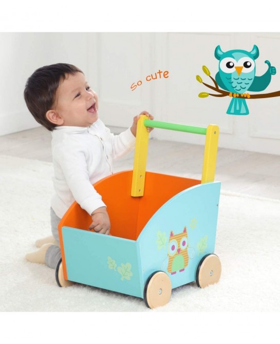 Baby Walker Kid Shopping Cart Walker Push Toy for 1-3 Years Old Infant Wooden Walker Sit to Stand Learning Walker Toddler Out...