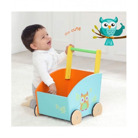 Baby Walker Kid Shopping Cart Walker Push Toy for 1-3 Years Old Infant Wooden Walker Sit to Stand Learning Walker Toddler Out...