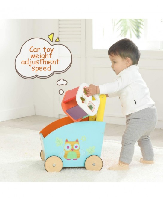 Baby Walker Kid Shopping Cart Walker Push Toy for 1-3 Years Old Infant Wooden Walker Sit to Stand Learning Walker Toddler Out...