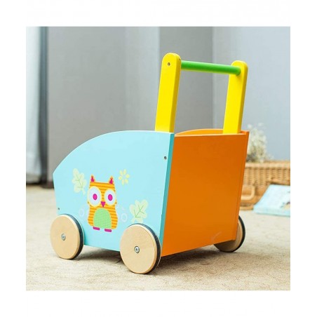 Baby Walker Kid Shopping Cart Walker Push Toy for 1-3 Years Old Infant Wooden Walker Sit to Stand Learning Walker Toddler Out...