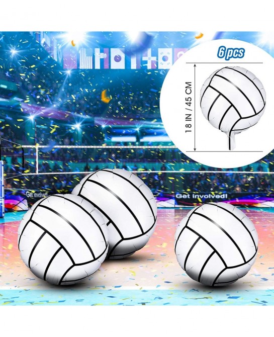 6 Pieces 18 Inches Volleyball Balloons Foil Mylar Volleyball Balloons Aluminum Foil Balloons for Birthday Party Sports Themed...