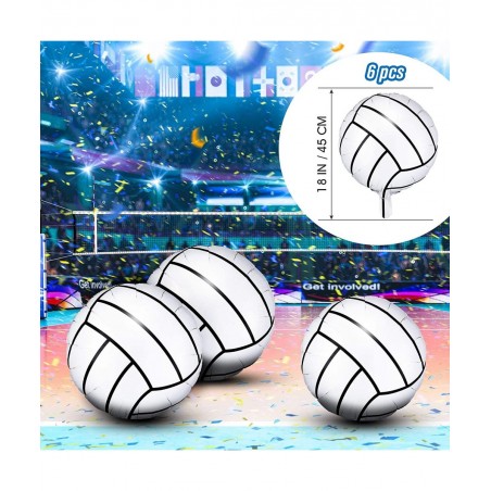 6 Pieces 18 Inches Volleyball Balloons Foil Mylar Volleyball Balloons Aluminum Foil Balloons for Birthday Party Sports Themed...