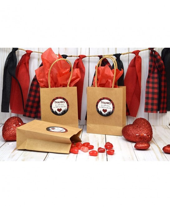 Our Little Heartbreaker Red and Black Buffalo Plaid Birthday Valentine Thank You Sticker Labels for Kids 40 2" Party Circle S...