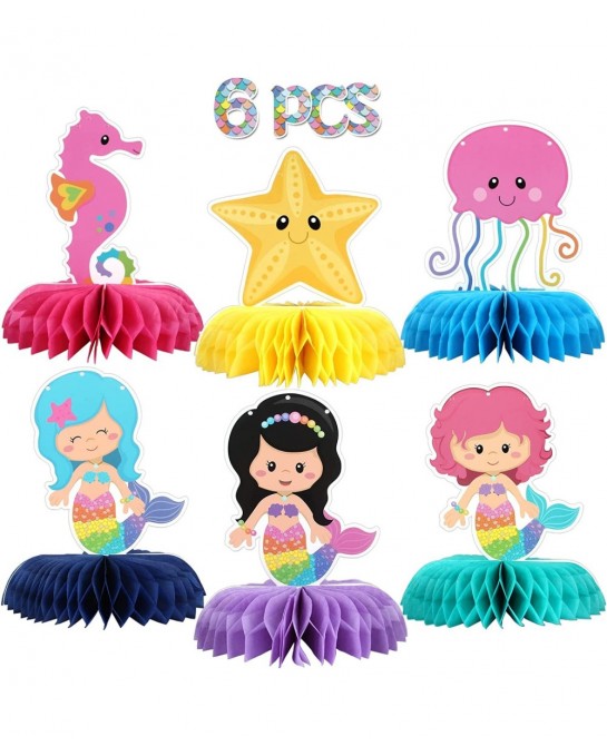 Mermaid Theme Birthday Honeycomb Centerpieces - Girl's 1st Birthday Table Decorations - Baby Shower Table Topper - Under The ...