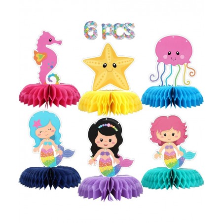 Mermaid Theme Birthday Honeycomb Centerpieces - Girl's 1st Birthday Table Decorations - Baby Shower Table Topper - Under The ...