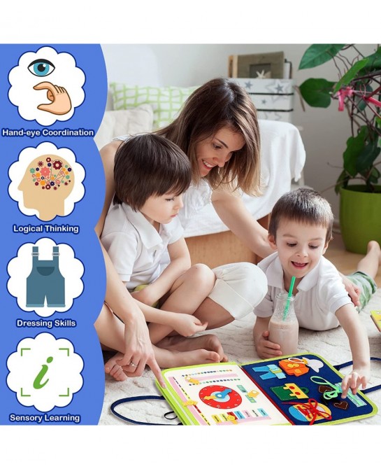 Busy Board Montessori Toys for Toddler Sensory Activity Board for Preschool Educational Learning Toys Toddler Travel Toys for...