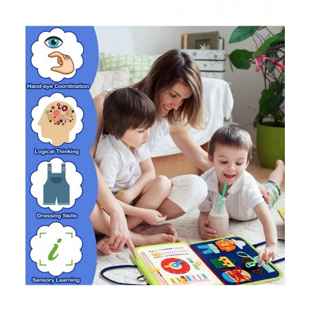 Busy Board Montessori Toys for Toddler Sensory Activity Board for Preschool Educational Learning Toys Toddler Travel Toys for...