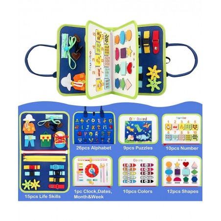 Busy Board Montessori Toys for Toddler Sensory Activity Board for Preschool Educational Learning Toys Toddler Travel Toys for...