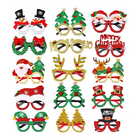 15 Pcs Christmas Glasses Frame Holiday Party Eyeglasses Frames Christmas Decoration Christmas Photo Props Eyewear Christmas P...