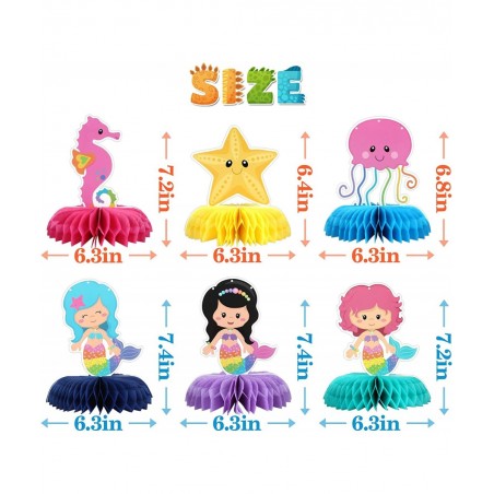 Mermaid Theme Birthday Honeycomb Centerpieces - Girl's 1st Birthday Table Decorations - Baby Shower Table Topper - Under The ...