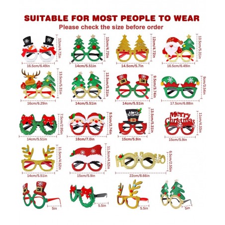 15 Pcs Christmas Glasses Frame Holiday Party Eyeglasses Frames Christmas Decoration Christmas Photo Props Eyewear Christmas P...