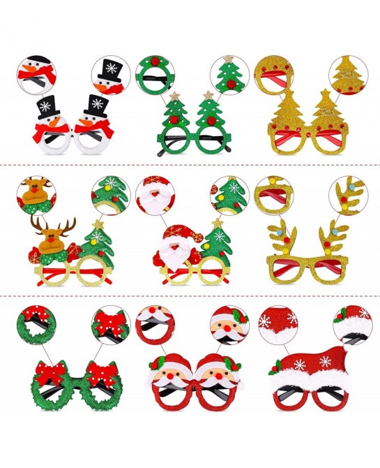 15 Pcs Christmas Glasses Frame Holiday Party Eyeglasses Frames Christmas Decoration Christmas Photo Props Eyewear Christmas P...