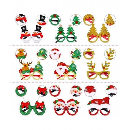 15 Pcs Christmas Glasses Frame Holiday Party Eyeglasses Frames Christmas Decoration Christmas Photo Props Eyewear Christmas P...