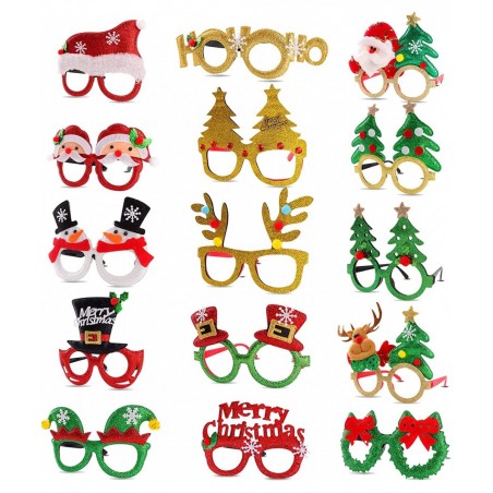 15 Pcs Christmas Glasses Frame Holiday Party Eyeglasses Frames Christmas Decoration Christmas Photo Props Eyewear Christmas P...