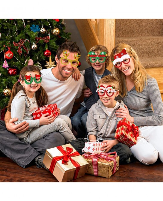 15 Pcs Christmas Glasses Frame Holiday Party Eyeglasses Frames Christmas Decoration Christmas Photo Props Eyewear Christmas P...
