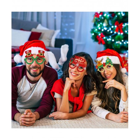 15 Pcs Christmas Glasses Frame Holiday Party Eyeglasses Frames Christmas Decoration Christmas Photo Props Eyewear Christmas P...