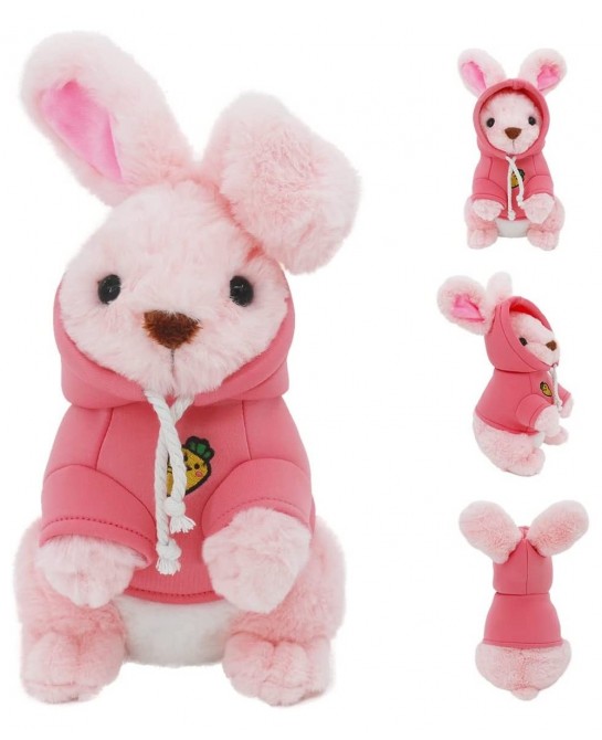 Bunny Stuffed Animal 13.8 Inch Height Weighted Plush Hoodie Rabbit Toy Exclusive Easter Gift Huggable Baby Plushible for Kids...