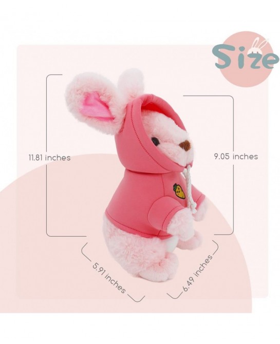 Bunny Stuffed Animal 13.8 Inch Height Weighted Plush Hoodie Rabbit Toy Exclusive Easter Gift Huggable Baby Plushible for Kids...