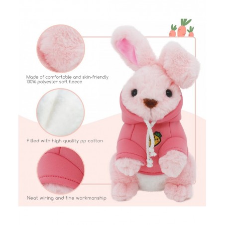 Bunny Stuffed Animal 13.8 Inch Height Weighted Plush Hoodie Rabbit Toy Exclusive Easter Gift Huggable Baby Plushible for Kids...