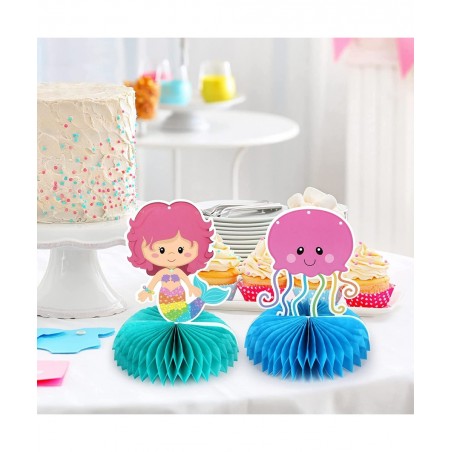 Mermaid Theme Birthday Honeycomb Centerpieces - Girl's 1st Birthday Table Decorations - Baby Shower Table Topper - Under The ...