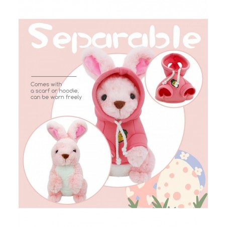 Bunny Stuffed Animal 13.8 Inch Height Weighted Plush Hoodie Rabbit Toy Exclusive Easter Gift Huggable Baby Plushible for Kids...