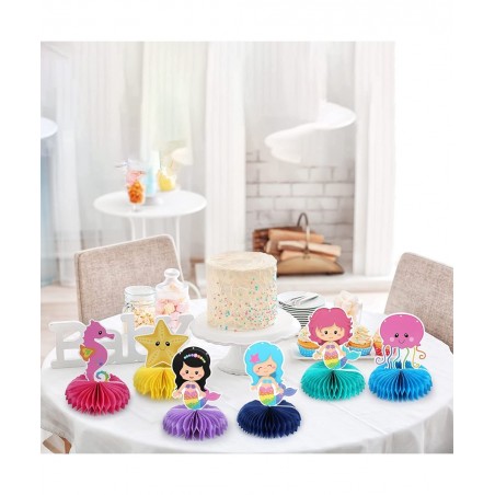 Mermaid Theme Birthday Honeycomb Centerpieces - Girl's 1st Birthday Table Decorations - Baby Shower Table Topper - Under The ...
