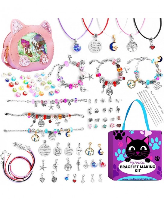 Charm Bracelet Making Kit with Cute Bag Assorted Beads Charms Necklace Jewelry Making Kit for Girls Crafts for Kids Girls Gif...