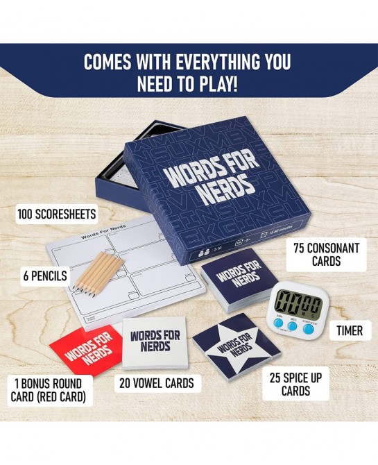 Words for Nerds - Competitive Word Building Card Game Ultimate Board Game for Word Lovers Perfect for a Party or Game Night w...