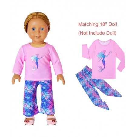 QPANCY Matching Girls&Dolls Pjs Set Kids Pajamas Long Sleeve Fall Winter Sleepwear $48.44 Dolls