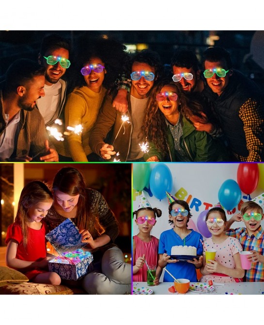 50PCS Led Light Up Glasses 6 Colors Glow Party Favors LED Neon Glow Glasses Glow in The Dark Party Supplies Led Glasses Rave ...