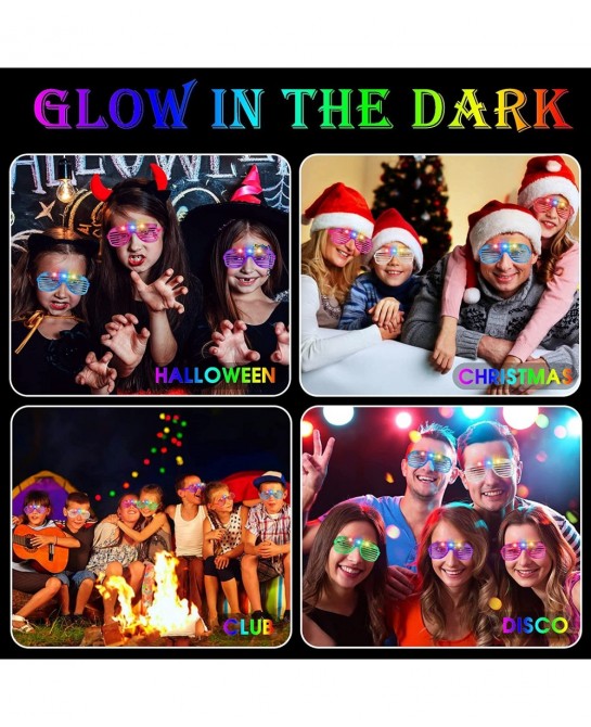 50PCS Led Light Up Glasses 6 Colors Glow Party Favors LED Neon Glow Glasses Glow in The Dark Party Supplies Led Glasses Rave ...