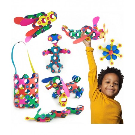 Rainbow 42 Piece Pack - Flexible Durable Imagination-Boosting Magnetic Building Toy- Modern Modular Designs for Hours of STEM...
