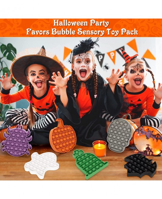 6 Pack Halloween Sensory Gift Toys Push It Bubble Stress Relief Toys for Kids Girls Boys Halloween Party Favors Treat Bags Tr...