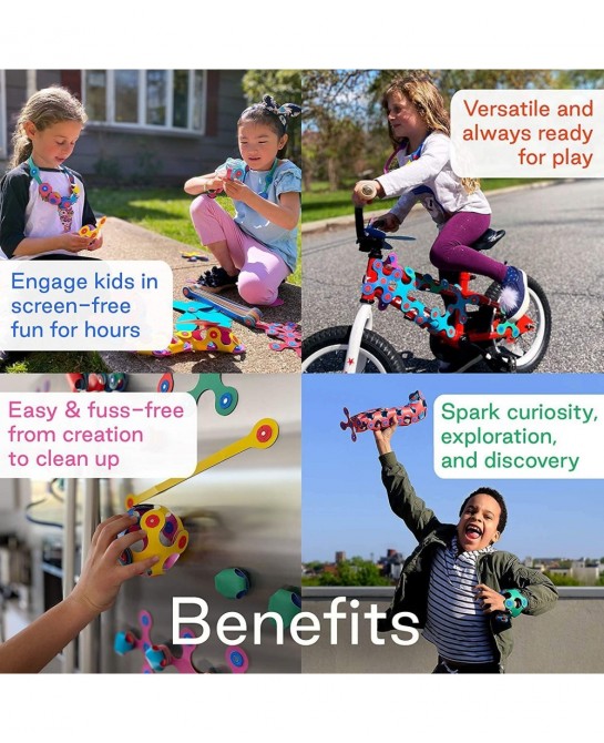 Rainbow 42 Piece Pack - Flexible Durable Imagination-Boosting Magnetic Building Toy- Modern Modular Designs for Hours of STEM...