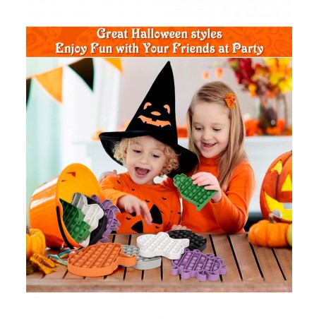 6 Pack Halloween Sensory Gift Toys Push It Bubble Stress Relief Toys for Kids Girls Boys Halloween Party Favors Treat Bags Tr...