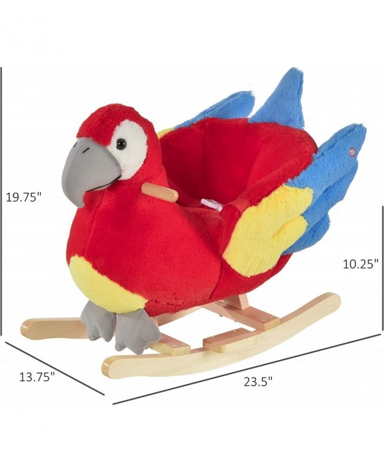 Kids Ride-On Rocking Horse Toy Parrot Style Rocker with Fun Music & Soft Plush Fabric for Children 18-36 Months $115.45 Rocki...