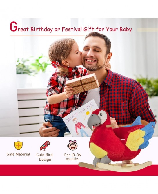 Kids Ride-On Rocking Horse Toy Parrot Style Rocker with Fun Music & Soft Plush Fabric for Children 18-36 Months $115.45 Rocki...