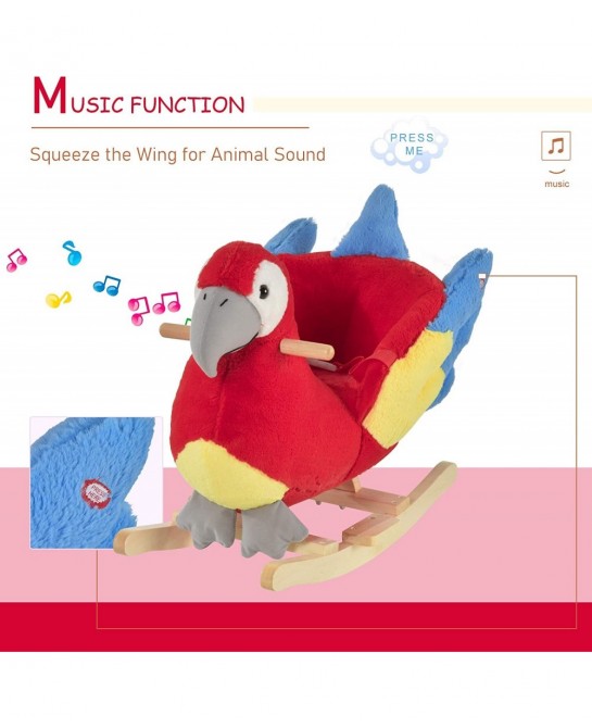 Kids Ride-On Rocking Horse Toy Parrot Style Rocker with Fun Music & Soft Plush Fabric for Children 18-36 Months $115.45 Rocki...