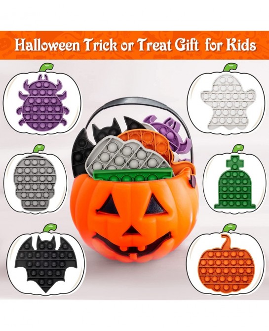 6 Pack Halloween Sensory Gift Toys Push It Bubble Stress Relief Toys for Kids Girls Boys Halloween Party Favors Treat Bags Tr...