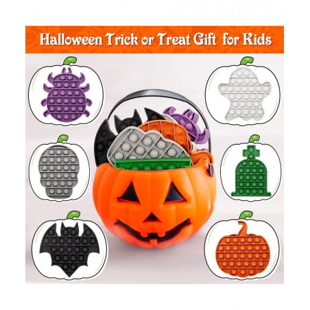 6 Pack Halloween Sensory Gift Toys Push It Bubble Stress Relief Toys for Kids Girls Boys Halloween Party Favors Treat Bags Tr...