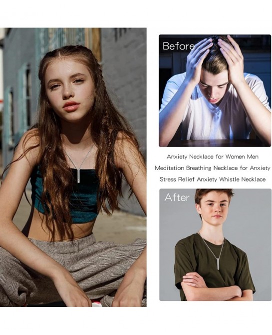 Anxiety Necklace for Women Men Meditation Breathing Necklace for Anxiety Stress Relief Anxiety Whistle Necklace for Teen Girl...