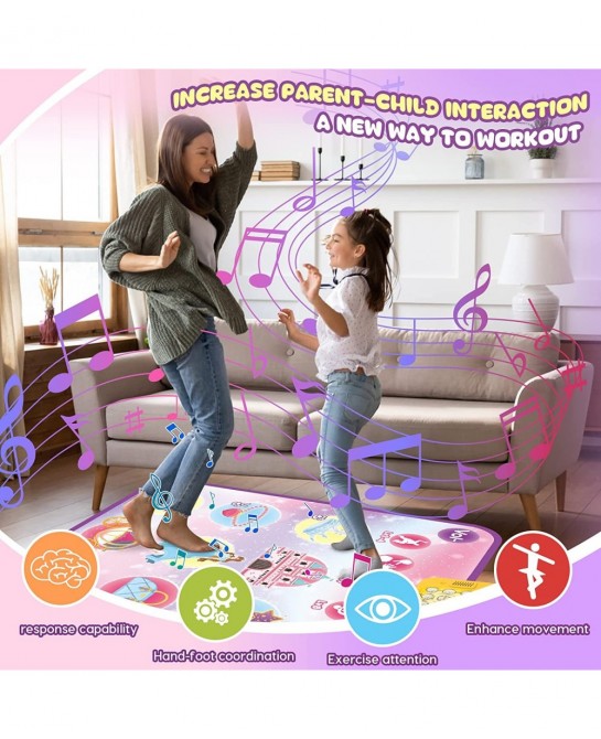 Electronic Dance Mats for Kids Ages 3-12 Princess Castle Themed Dance Play Mat Dance Pad Music Games with 9 Challenge Levels ...
