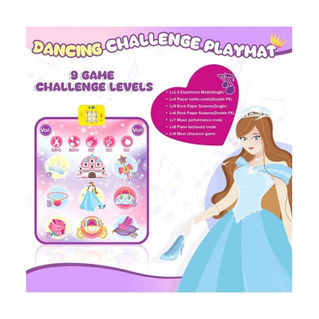 Electronic Dance Mats for Kids Ages 3-12 Princess Castle Themed Dance Play Mat Dance Pad Music Games with 9 Challenge Levels ...