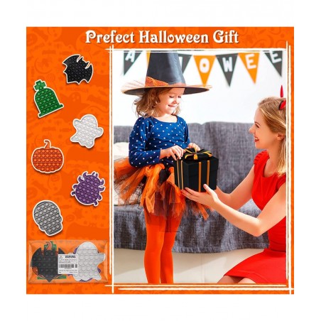 6 Pack Halloween Sensory Gift Toys Push It Bubble Stress Relief Toys for Kids Girls Boys Halloween Party Favors Treat Bags Tr...