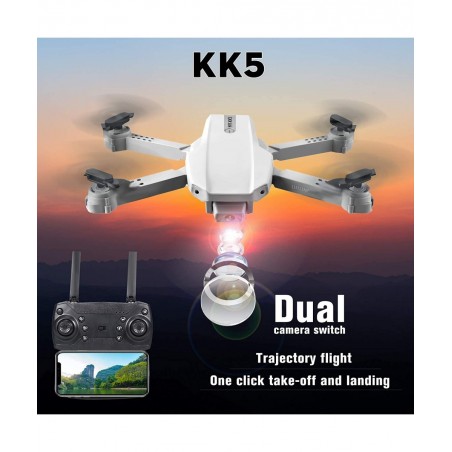 Mini Drone with Dual Camera for Adults KK5 WiFi FPV Drone with 4K HD Camera RC Quadcopter with 360° Flip Gesture Photo/Video ...