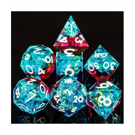 Resin DND Dice Set DD RPG Role Playing Gaming Sharp Edges Polyhedral 7 Pcs Translucent D and for Dungeons Dragons with Gift B...
