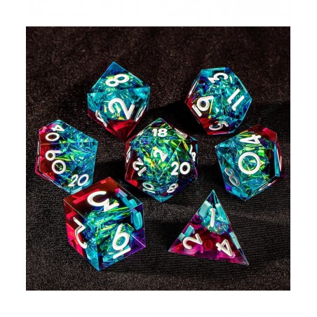 Resin DND Dice Set DD RPG Role Playing Gaming Sharp Edges Polyhedral 7 Pcs Translucent D and for Dungeons Dragons with Gift B...